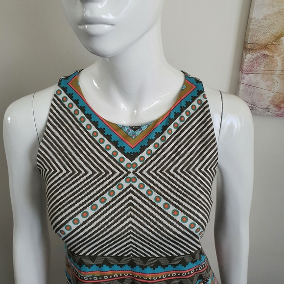 Prana Size S Aztec Print Sleeveless Racerback Skater Dress - Picture 11 of 12